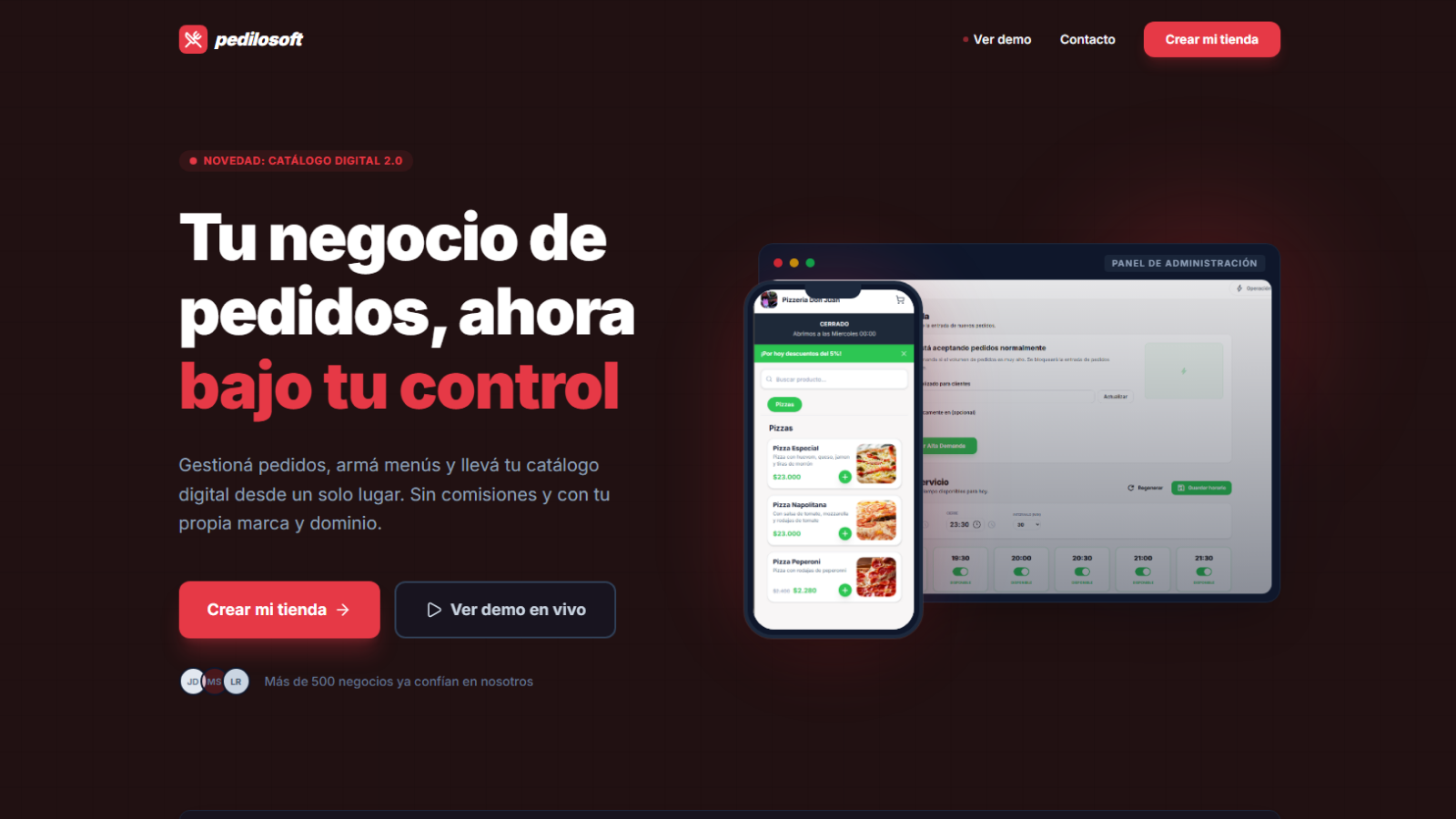 Mockup de página web realizada por PVS Estudio — PediloSoft